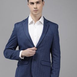 Van Heusen Ultra Slim Fit Self Design Single-Breasted Formal Blazers-38