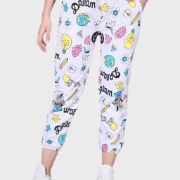 BUYNEWTREND White Printed Joggers-image-55