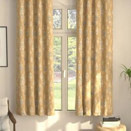 Urban Space Imperial Polyester Blackout Yellow Floral 7 ft Door Curtains - Set of 2-image-59