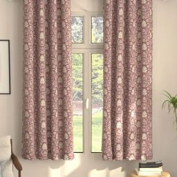 Urban Space Mystic Wine Polyester Blackout Coral Floral 8 ft Long Door Curtains - Set of 2-image-24