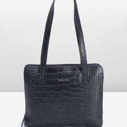Hidesign Crocodile Textured Leather Structured Shoulder Bag-34