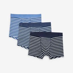 WES Lounge by Westside Navy Striped Cotton-Blend Trunks- Pack of 3-image-31