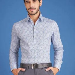Louis Stitch White And Blue Cotton Regular Fit Printed Shirt-image-66