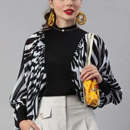 KASSUALLY Black & White Animal Print Top-picture-15