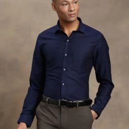 Turtle Blue Cotton Slim Fit Dobby Shirt-picture-43