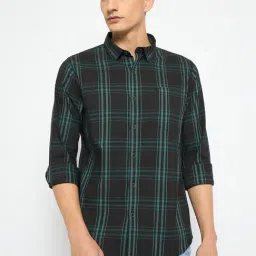 Duke Black Blended Slim Fit Checkered Shirt-picture-3