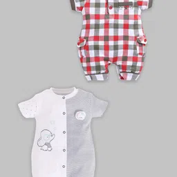 BABY GO Infant Boys Pack Of 2 Printed Pure Cotton Rompers-image-76
