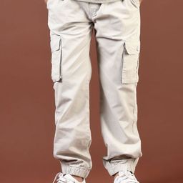 V-Mart Boys Cotton Mid-Rise Cargo Styles Joggers Trousers-picture-3