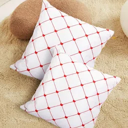 Myntra Elegant Homes White & Red 2 Pieces Embroidered Square Cushion Covers-20