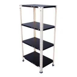Menage 48x24x15 Inch 4 Shelf Metal Black and Ivory Slotted Angle Rack-image-53