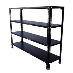 Menage 36x47x12 Inch 4 Shelf Metal Black Slotted Angle Rack-image-55