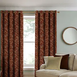 Myntra Elegant Homes Red Set of 2 Floral Black Out Long Door Curtain-picture-35