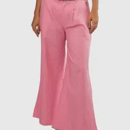 Indic Palate Co Pink Linen Flared Pants-image-109