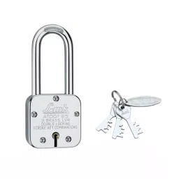 Link Atoot 65 mm Steel Body Polished Finish with 3 Keys Each Square Padlock (Pack of 2 Pcs)-1