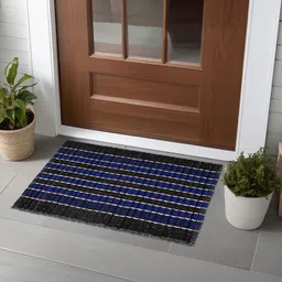 Kuber Industries Blue & Black 2 Pieces Textured Cotton Anti-Slip Doormats-image-94