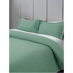 Rosara Home Green Solid Waffle Queen Bed Cover with 2 Pillow Covers-picture-42