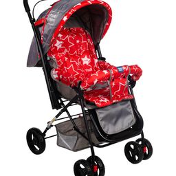 Mee Mee Baby Stroller Pram 3 Position Seating Reversible Handle Fully Rotating Wheels for Newborn Baby Kids, 0-3 Years, Red-image-48