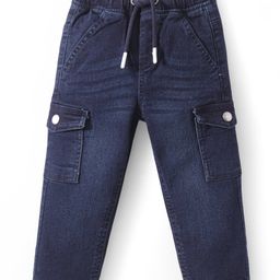 Babyhug Denim Full Length Washed Stretchable Jeans - Dark Blue-image-7