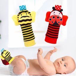 Baby Moo Buzzing Bee And Ladybug Striped Set of 2 Socks - Red-93