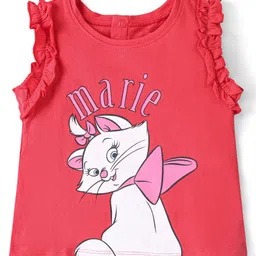Babyhug Disney Cotton Knit Sleeveless Top with Frill Detailing & Aristocat Marie  Graphics - Red-picture-42