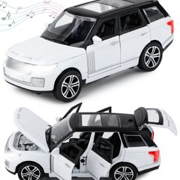 Toysire Die-Cast Model Car with Sound and Light Effects Pull-Back Toy Car with Realistic Design Openable Doors Durable Metal Body - White-11