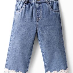 Mark & Mia Cotton Full Length Jeans with Lace Detailing - Blue-image-45