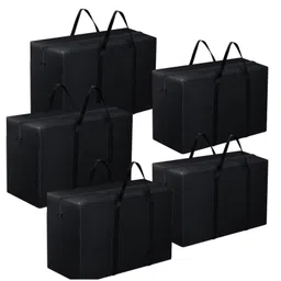 Storite 5 Pack Heavy Duty 1680 Denier Nylon 158 L Multi-Purpose Moisture Proof Extra Large Storage Bag for Toys/Stationery/Blankets/Clothes/Moving Bags With Strong Handles Rectangular Black-picture-35