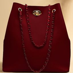 Fargo Leatherette Handbag - Maroon-image-28