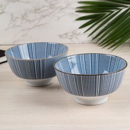 VONCASA Ceramic Bowl Set of 2 300 ml - Royal Blue-18