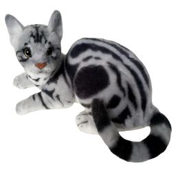 Tickles Laying Cat Soft Stuffed Plush Animal Toy For Kids Boys & Girls Birthday Gifts (Color: Grey & Black Size: 35 cm)-11