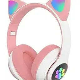 Happy Hues Wireless Headphones- Cute Cat Ear Headset with LED Lights, Gaming Headphones, Fashion Bluetooth 5.0 Headset for Kids & Adults Wearing- Pink-picture-7