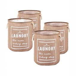 Aura 4-Pcs Coffee Brown Printed Laundry Bag-12