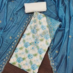 SAINOOR Embellished Semi-Stitched Dress Material-image-78