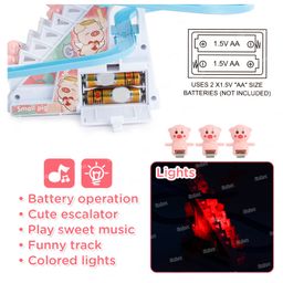 Fiddlerz Pig Slide Toy Set Automatic Stair-Climbing Cartoon Race Track Set With Lights and Music - Multicolour image 5