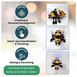 NEGOCIO Insect Bee Crawling Toy with Universal Wheels, Mechanical Appearance, Lights, Music, and Simulated Flapping Wings - PACK OF 1- COLOR MAY VARY image 5