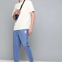 HRX By Hrithik Roshan Lifestyle Men Bright Cobalt Bio-Wash Typography Track Pants-image-50