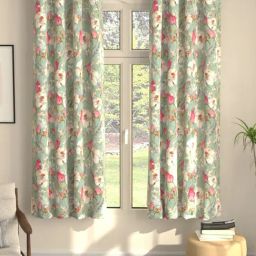Urban Space Imperial Sage Polyester Blackout Green Floral 7 ft Door Curtains - Set of 2-image-4