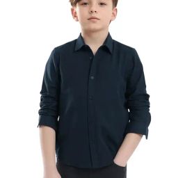 Rare Ones Boys Navy Cotton Solid Shirt-image-97