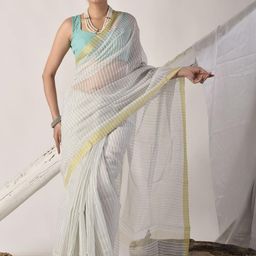sutra attire Striped Zari Silk Cotton Saree-image-39