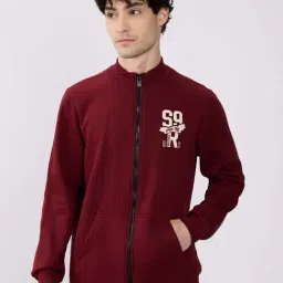 Spykar Wine Red Regular Fit Embroidered Sweatshirt-picture-11