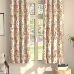 Urban Space Nova Polyester Blackout Grey Floral 7 ft Door Curtains - Set of 2-4