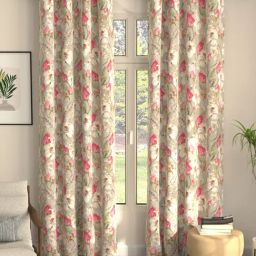 Urban Space Nova Polyester Blackout Grey Floral 5 ft Window Curtains - Set of 2-3
