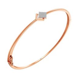 Joyalukkas 18k Rose Gold & Diamond Sleek Square Charm Bracelet-image-11