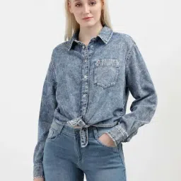 TOMMY HILFIGER Blue Cotton Denim Shirt-image-80
