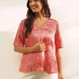 Fabindia Peach Printed Top-picture-33