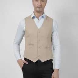 Numero Uno Beige Cotton Slim Fit Waistcoat-image-35