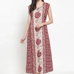 Secret Wish Maroon & White Printed Nighty-image-85