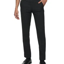 Louis Philippe Permapress Black Slim Fit Flat Front Trousers-image-23
