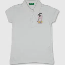 United Colors of Benetton Kids White Cotton Polo T-Shirt-picture-1