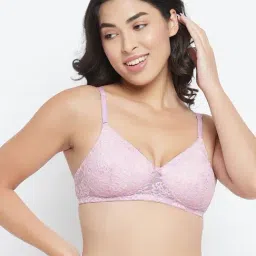 Clovia Pink & White Non Wired Padded Full Coverage Bra-image-20
